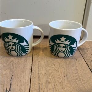 Starbucks Green and White Accent Mugs